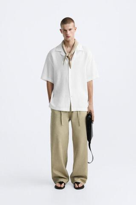ZARA РУБАШКА ИЗ 100% ЛЬНА, БЕЛЫЙ