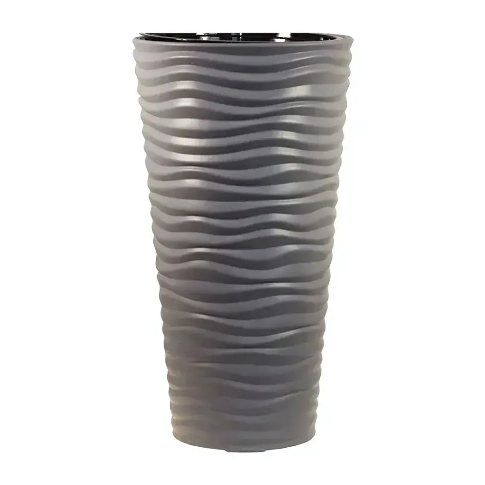 Кашпо ДЮНА D340мм H 630ммл со вставкой Серый 0,63х0,34х0,34м