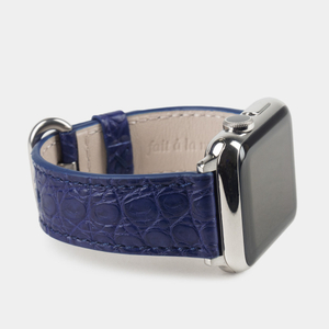 Ремешок для Apple Watch 40/41/42 mm из кожи аллигатора, синего цвета