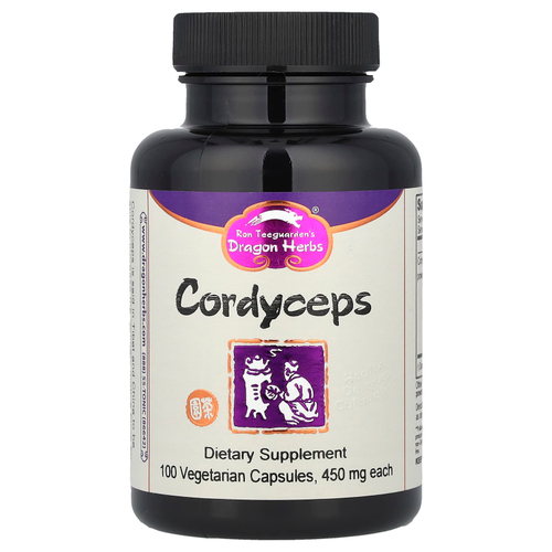 Dragon Herbs, кордицепс, 450 мг, 100 вегетарианских капсул