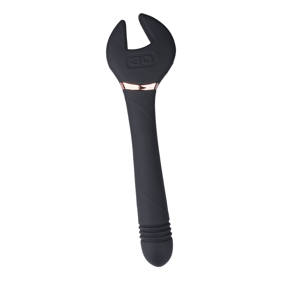 Черный двусторонний вибратор Key Control Massager Wand в форме гаечного ключа (Цвет: черный)