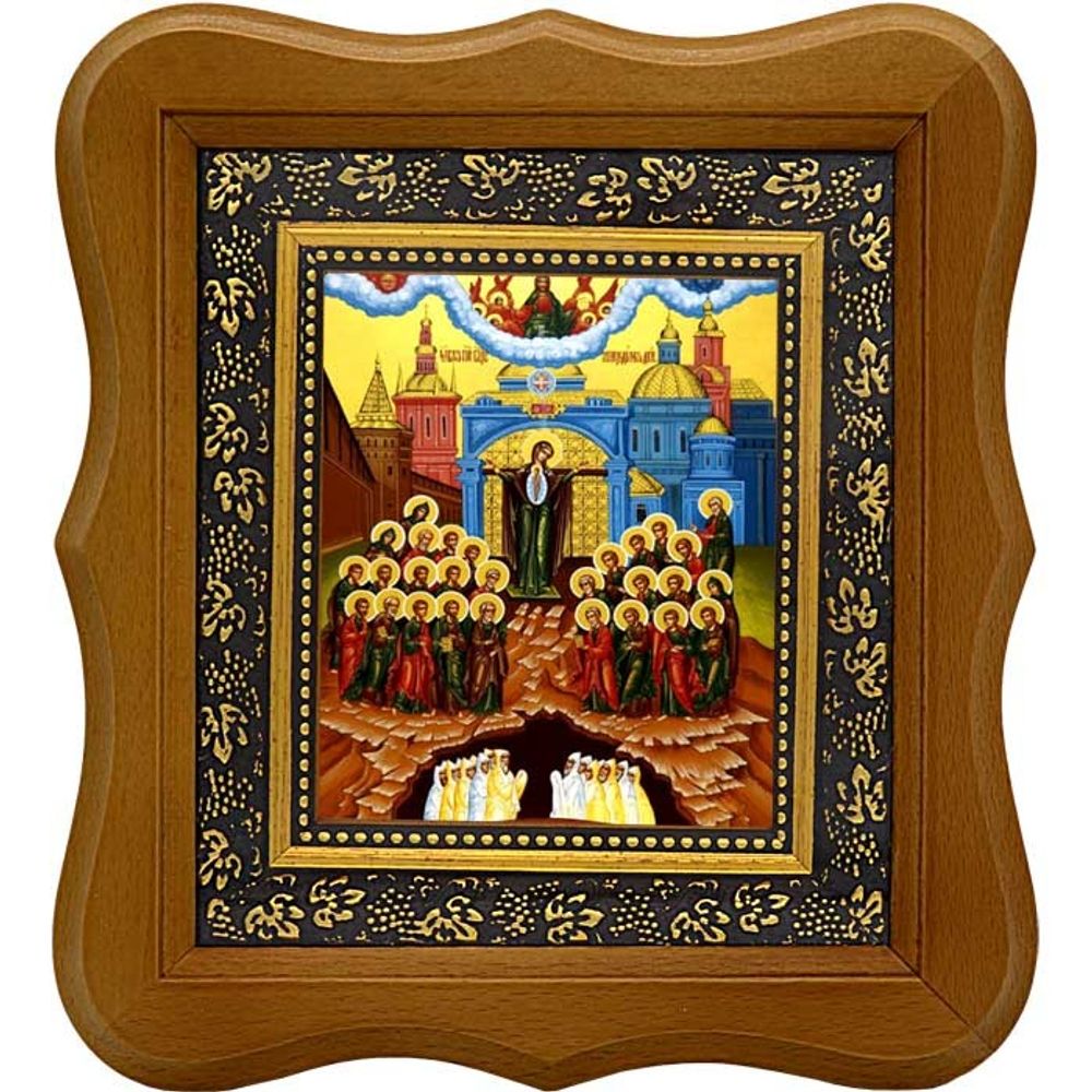 Непроходимая дверь. Икона Божьей Матери на холсте.