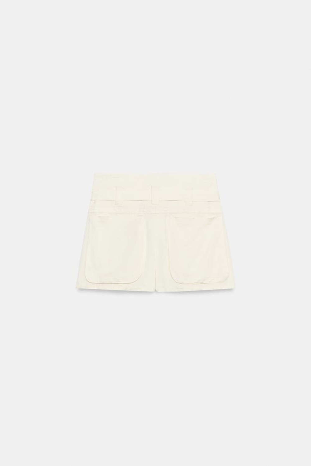 ZARA ШОРТЫ С ВЫШИВКОЙ — ZW COLLECTION, ЭКРЮ/БЕЖЕВЫЙ