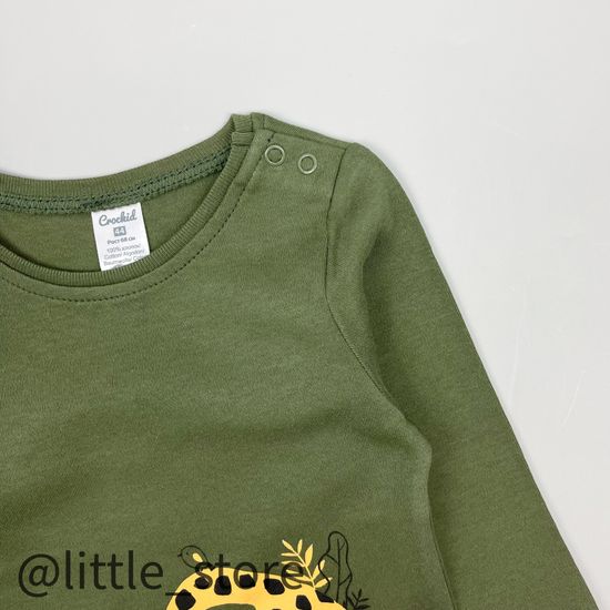 Лонгслив хлопковый "Веселые жирафы" хаки