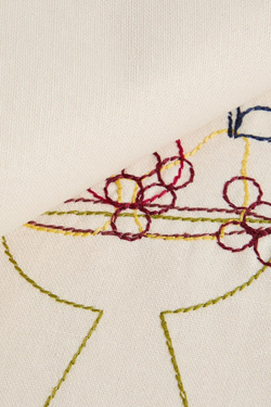 ZARA HOME САЛФЕТКА С ВЫШИВКОЙ, БЕЛЫЙ/КРАСНЫЙ