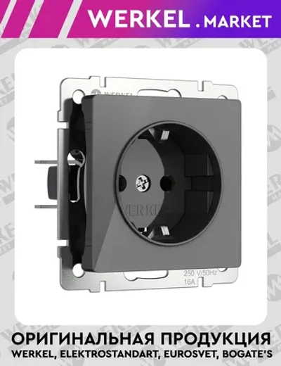 Розетка с заземлением (графит акрил) W1171044