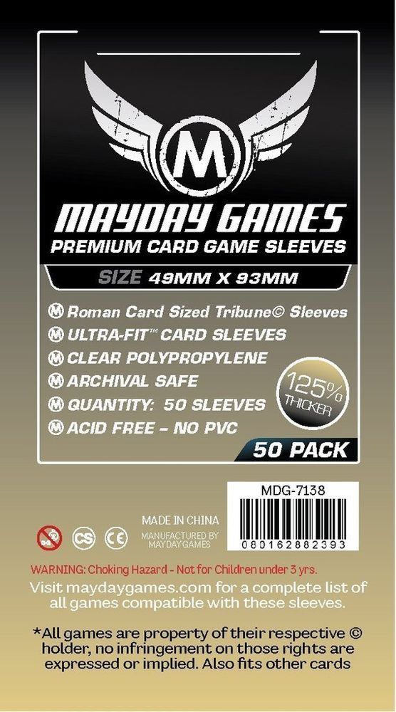 Протекторы для настольных игр Mayday Premium Roman Card Sized Tribune (49x93) - 50 штук