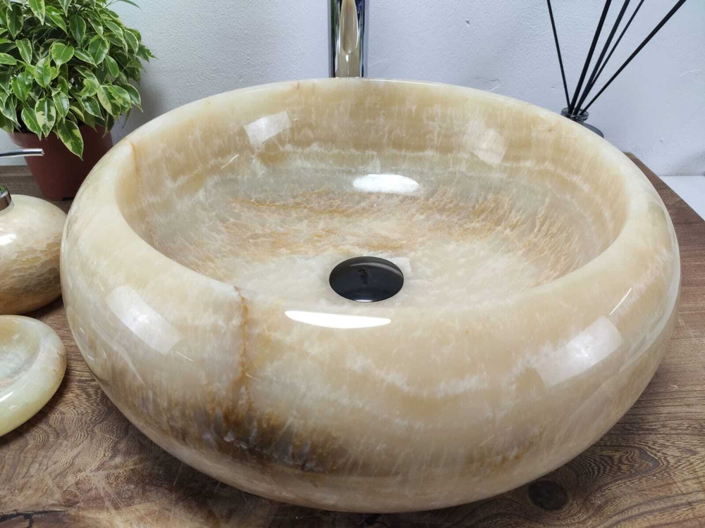 Раковина из оникса Donut Yellow Medium DO-60924 45*45*15