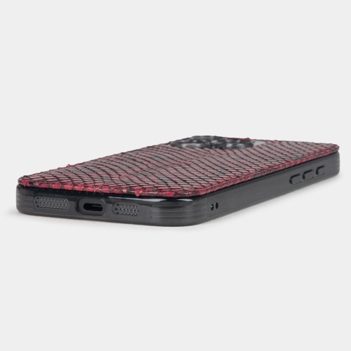 Чехол-накладка для iPhone 16 Pro Max из кожи питона, цвета малины