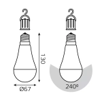 Лампа Gauss LED A60 7W E27 470lm 4100K с Li-Ion аккумулятором 102402207