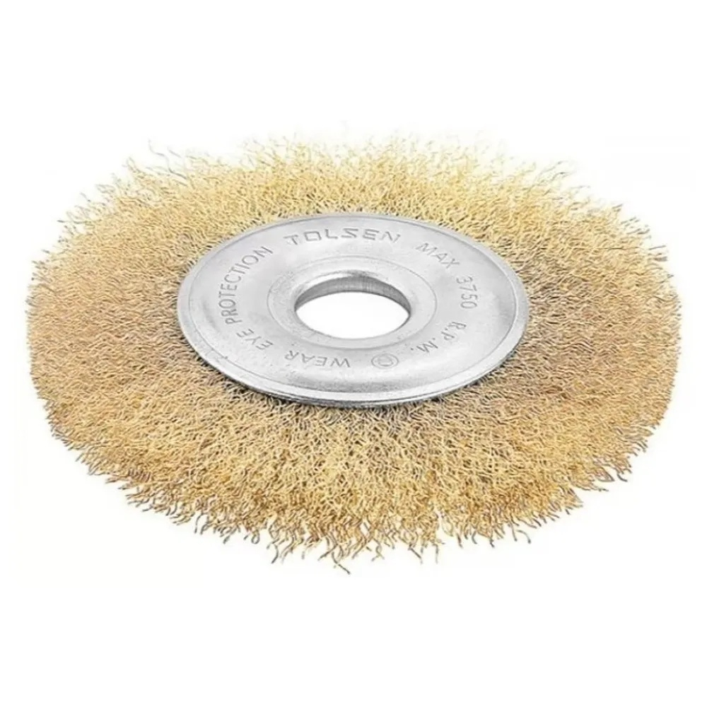 Щетка дисковая проволочная латунированная сталь TOLSEN 100х22.2мм 77527