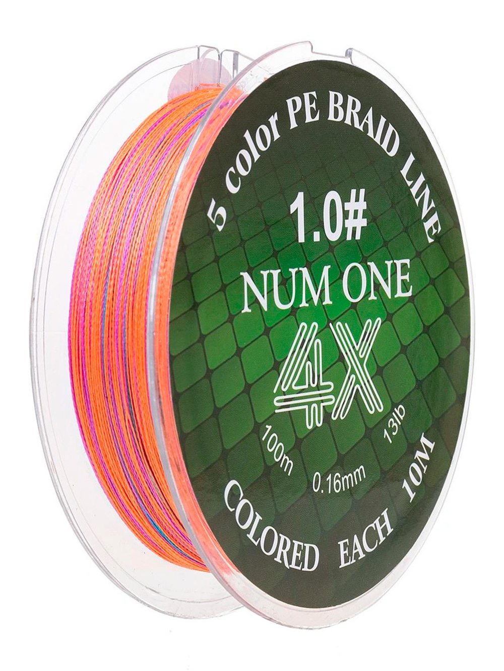 Шнур плетеный для рыбалки Ryobi NUM ONE PE4X-100M Multi Colour 3.5#/0,310 mm