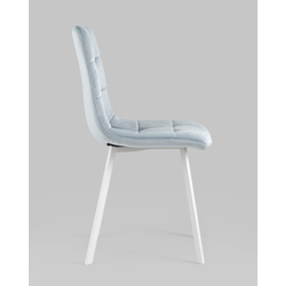 Стул Chilly велюр серо-голубой белые ножки
