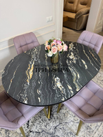 Круглый раздвижной стол "Лофт", луанда и стулья "Бостон" пыльная роза