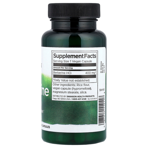 Swanson, берберин, 400 мг, 60 веганских капсул