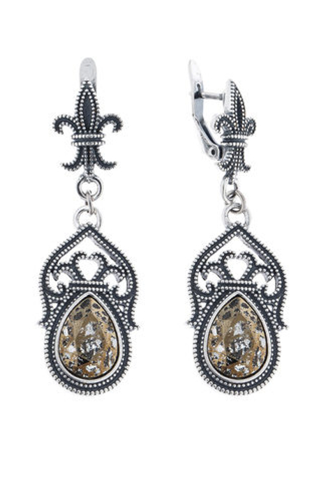 "Реланс" серьги в серебряном покрытии из коллекции "Antique" от Jenavi с английским замком