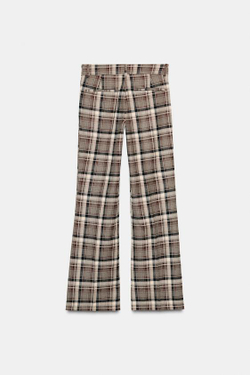 ZARA БРЮКИ В КЛЕТКУ, ХАКИ