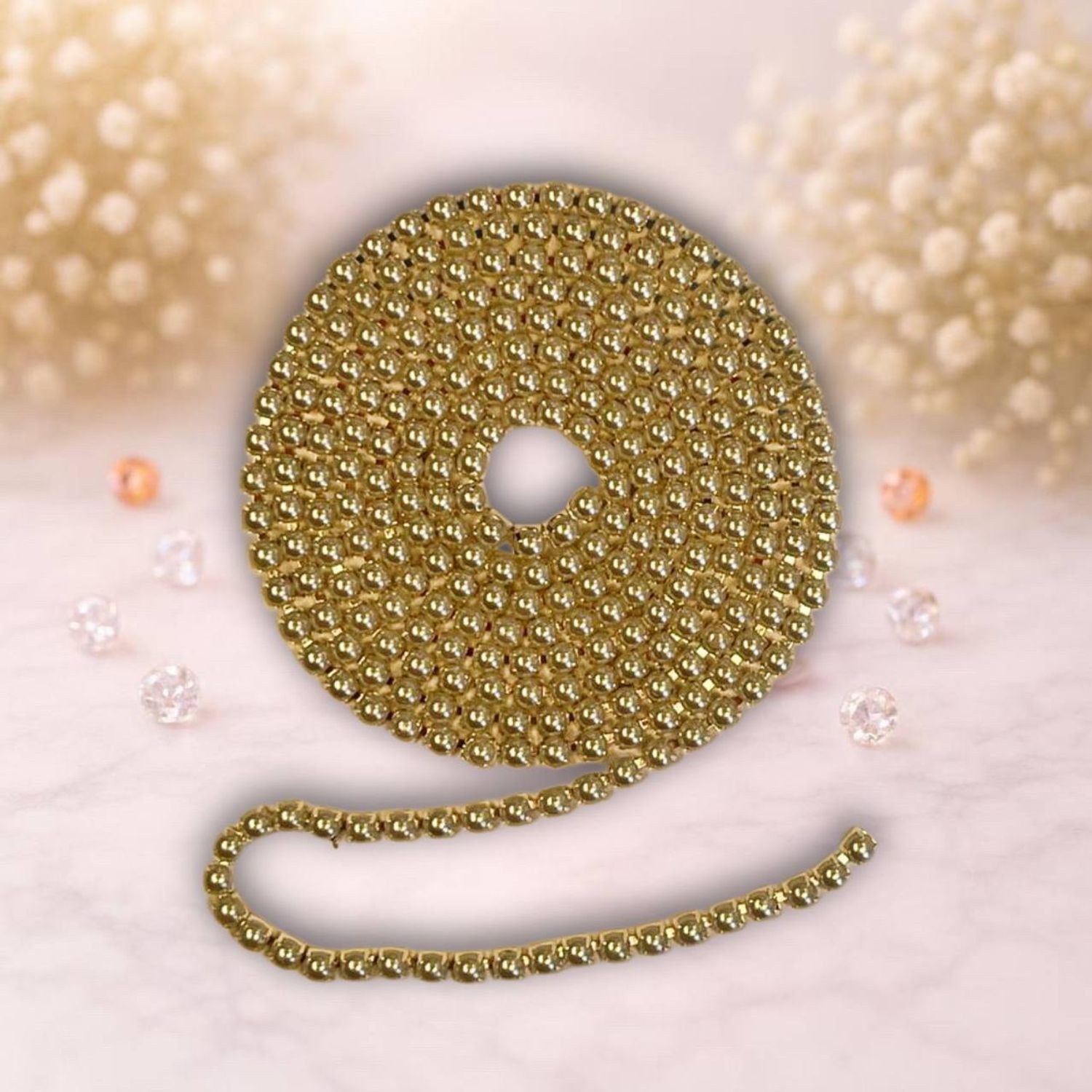 стразовая лента серебро-жемчуг 3мм , (1м)