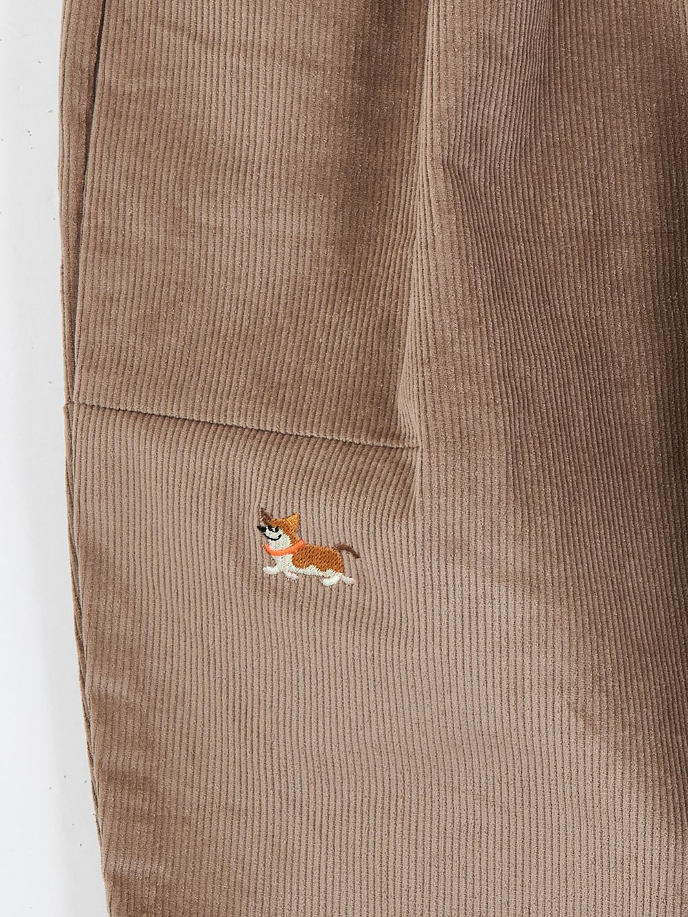 Широкие брюки капучино с вышивкой СОБАЧКИ