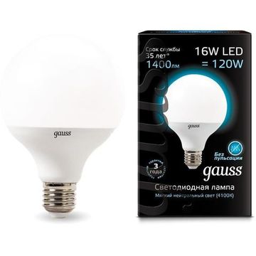 Лампа Gauss LED G95 E27 16W 4100K 105102216