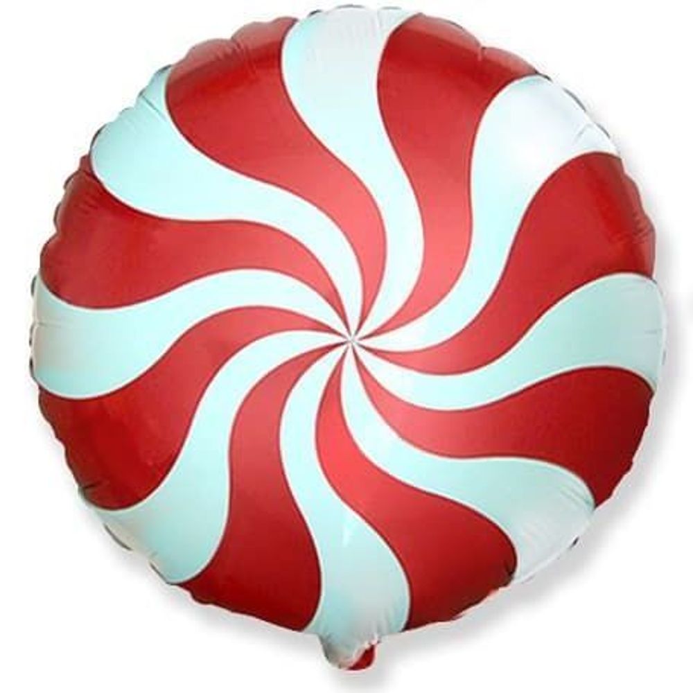 Фольгированный шар круг , леденец, красный, 46 см