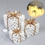 Фигура светодиодная «Подарок от Санты» (набор 3 шт: 12см, 15см, 19см), 220V, Золото (свечение - Теплый белый)