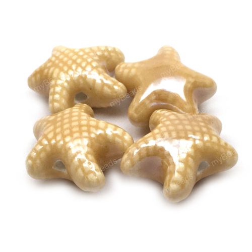 Керамические бусины "Морская звезда" 20 мм, бежевые