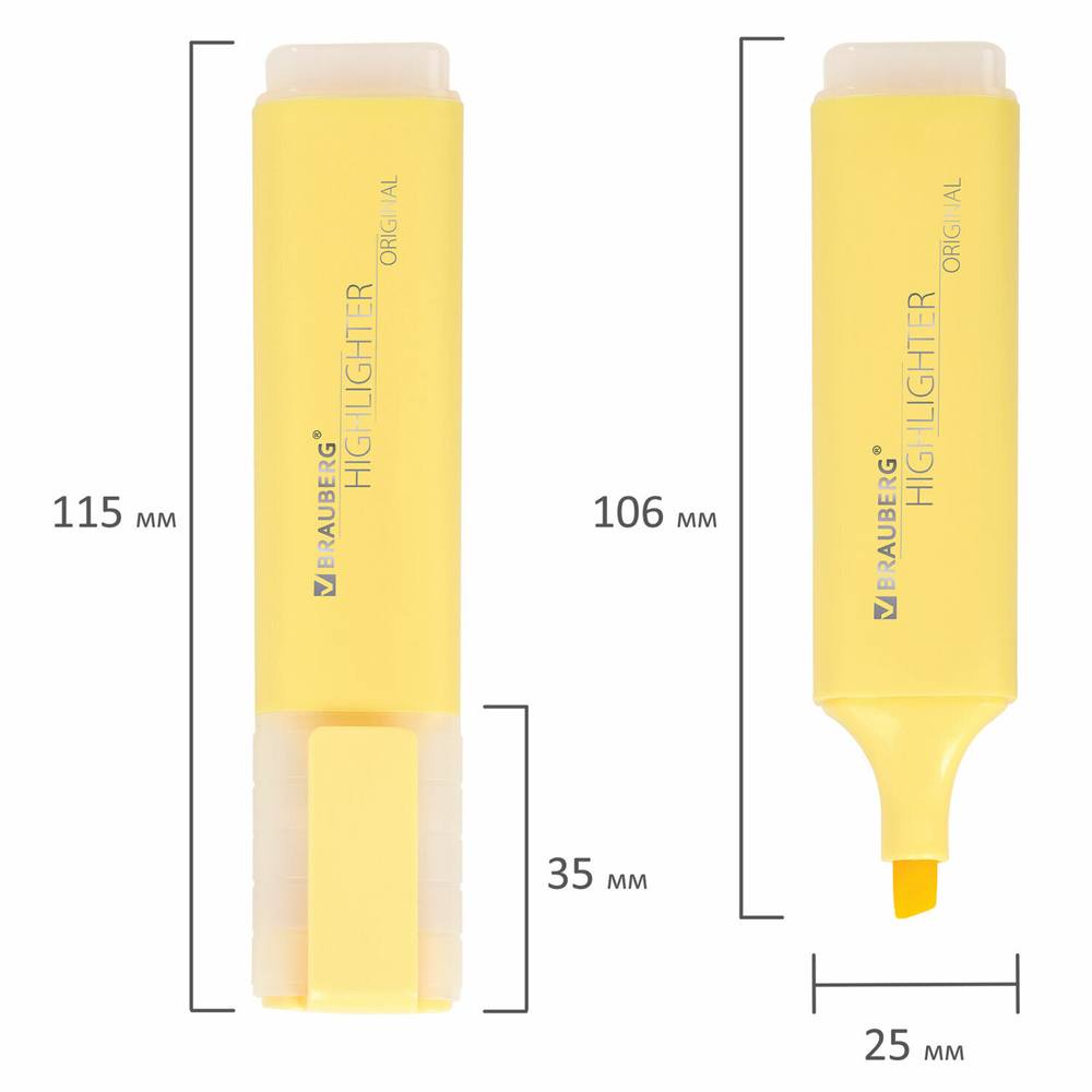 Набор текстовыделителей 6 ЦВЕТОВ, BRAUBERG "ORIGINAL PASTEL", линия письма 1-5 мм, 151698