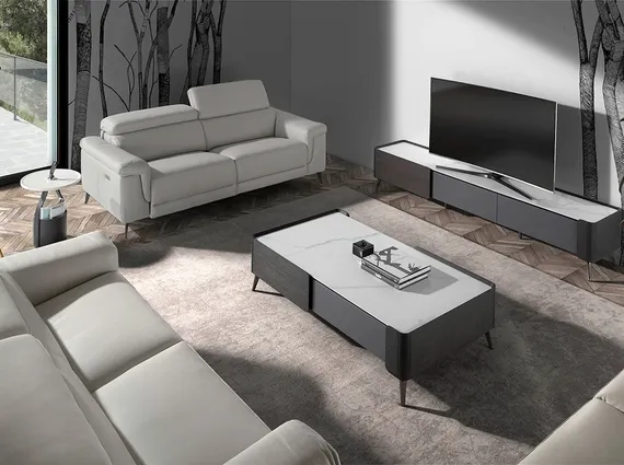 Трехместный диван с реклайнером Angel Cerda 5319-3P, серая кожа