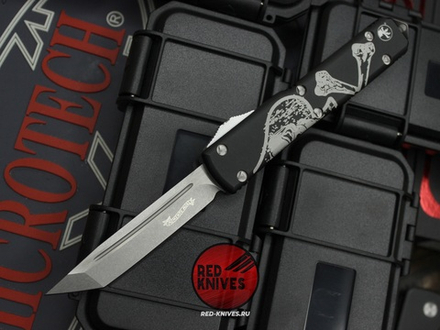 Нож Microtech Ultratech Death Card TantoT/E A+++ (Правый) - Memento Mori, клинок апокалиптик