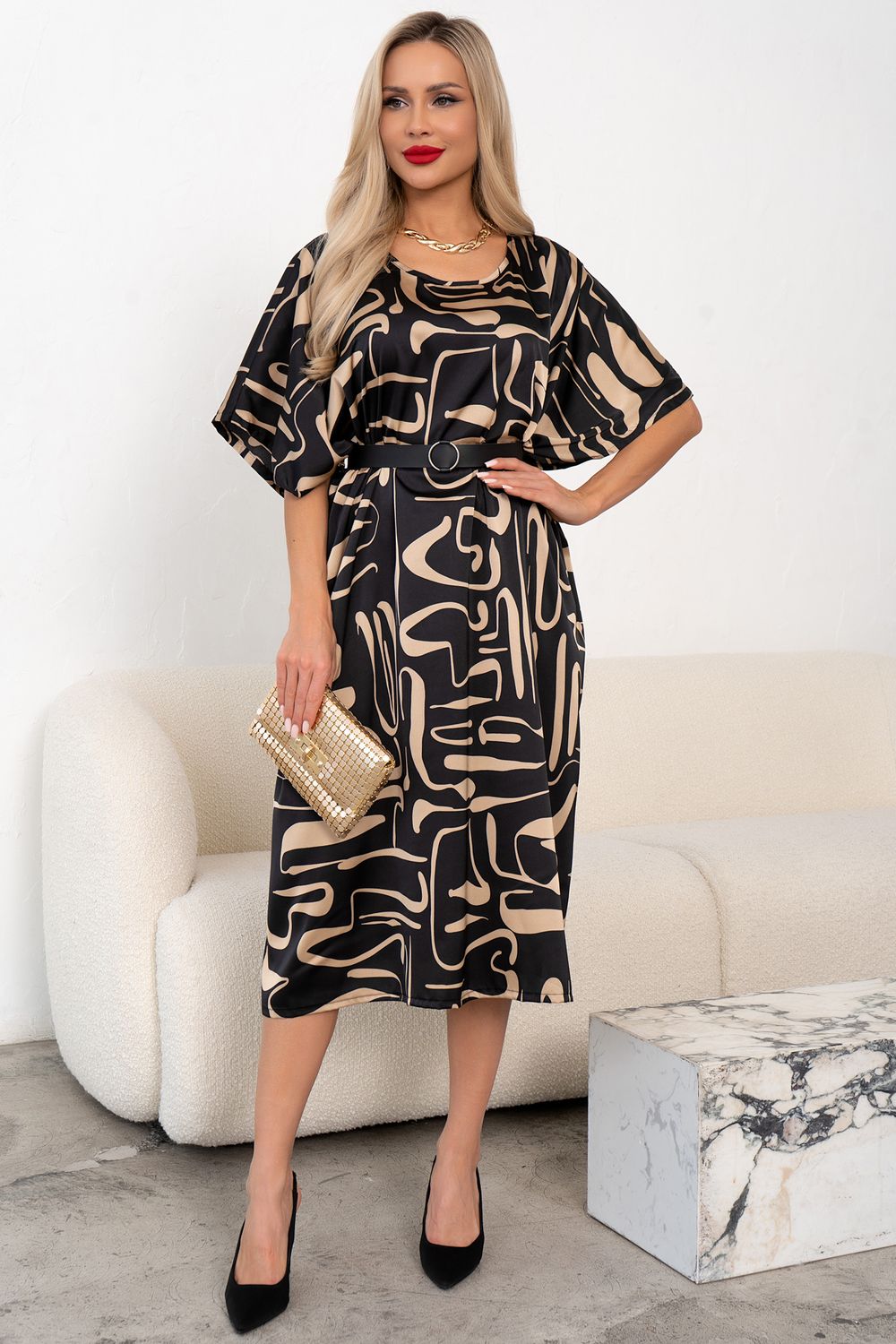 Платье из шелка Амалия (черный)-50-52р-р Р11-1242 Nikol