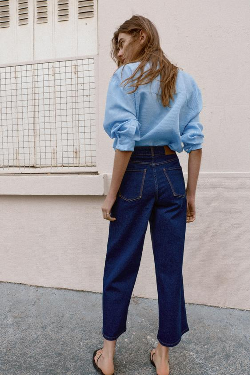 ZARA ДЖИНСЫ Z1975 КЮЛОТЫ С ВЫСОКОЙ ПОСАДКОЙ COMFORT, СИНИЙ