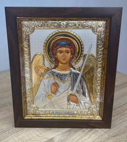 Ангел Хранитель, икона прямоугольная в рамке под стеклом, красное дерево 206х258