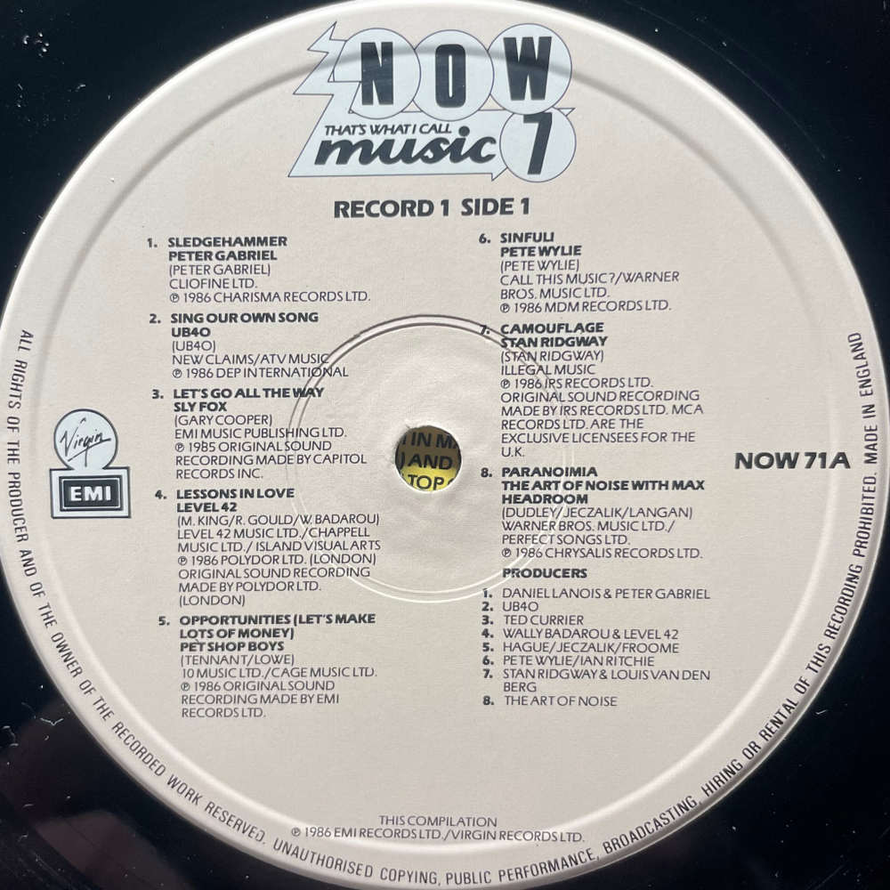 Сборник Now That's What I Call Music 7 2LP (Англия 1986г.)