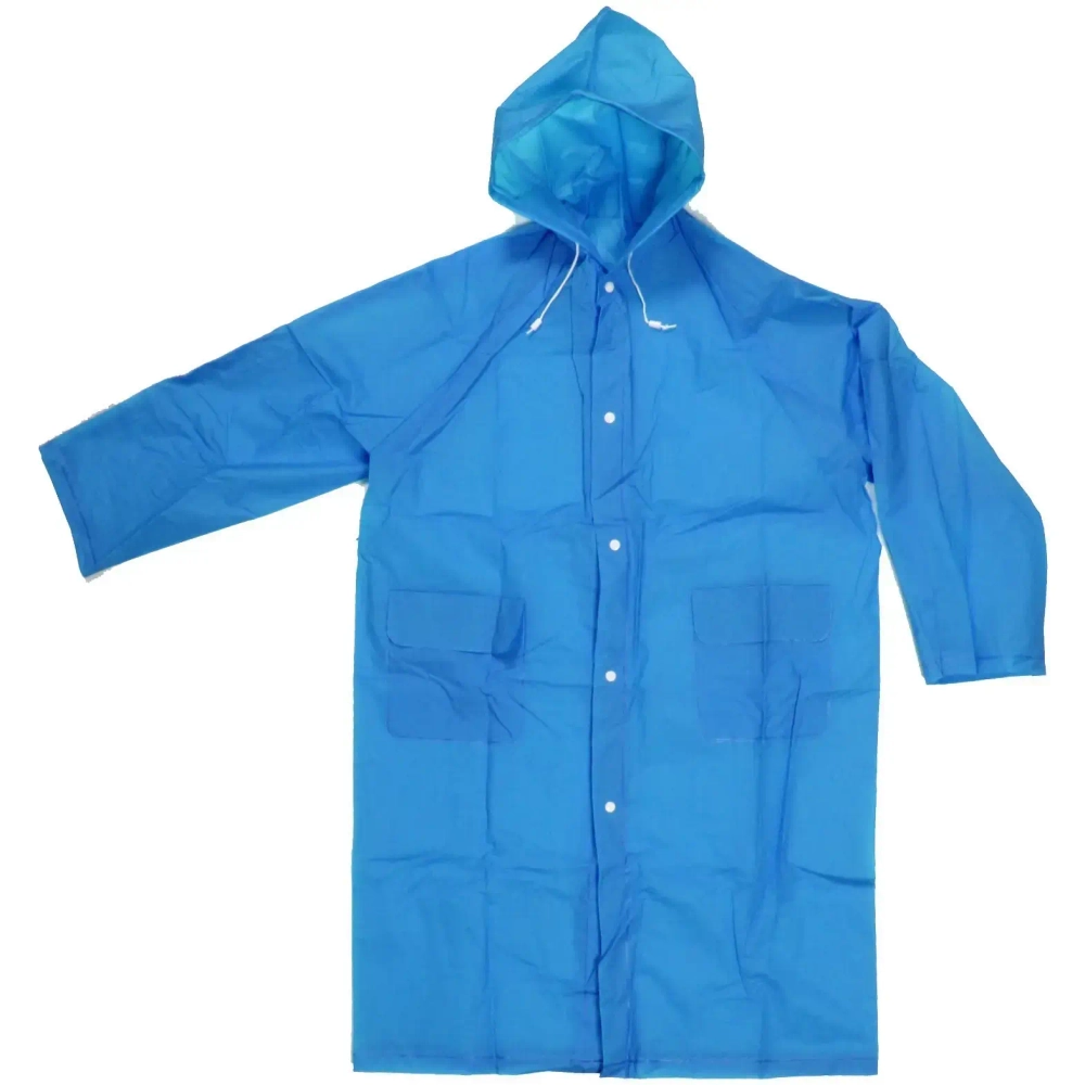 Дождевик-плащ 140 Мкрн 110см «Урал» с капюшоном и завязками, на кнопках, голубой ДоброСад