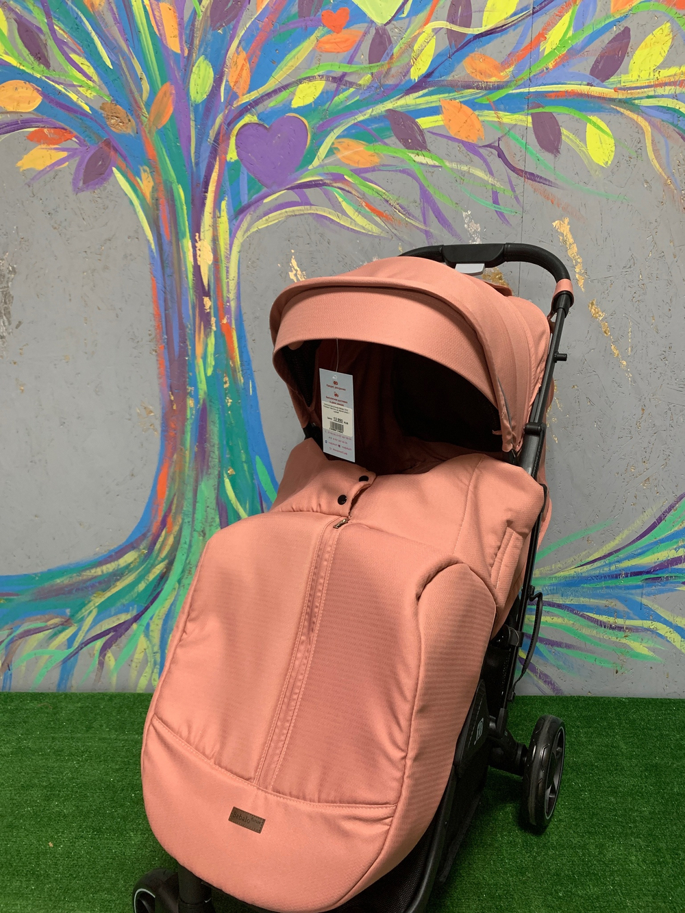 Коляска прогулочная Babalo 2022 Розовый текстиль на чёрной раме с сумкой