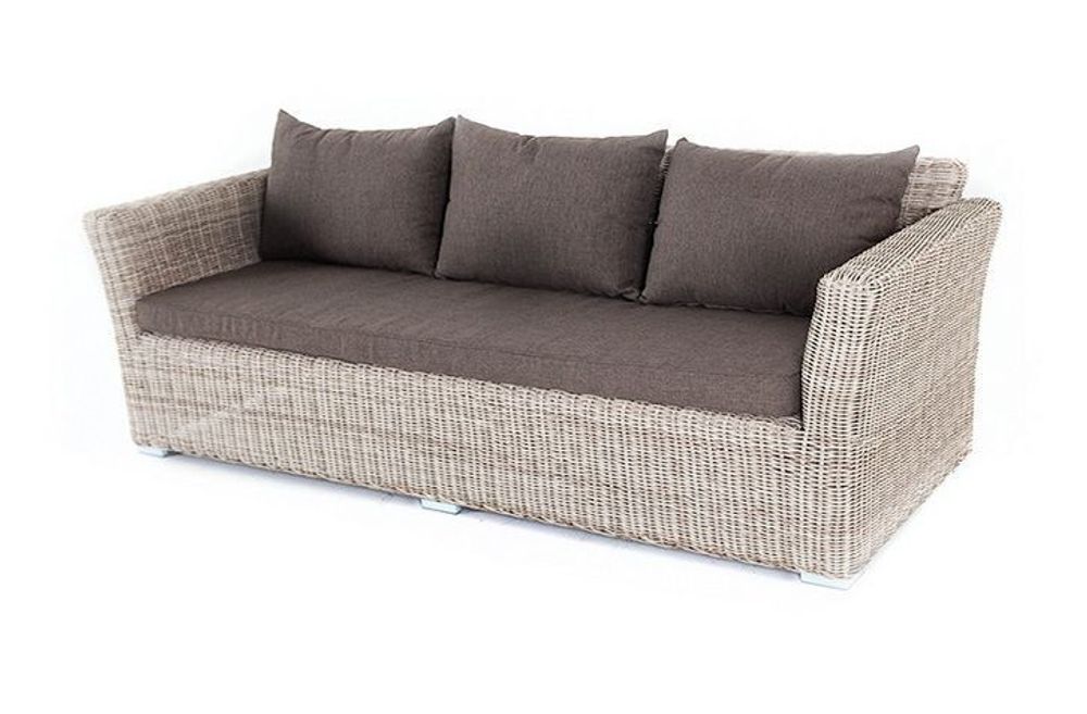 "Капучино" диван из искусственного ротанга трехместный, цвет бежевый