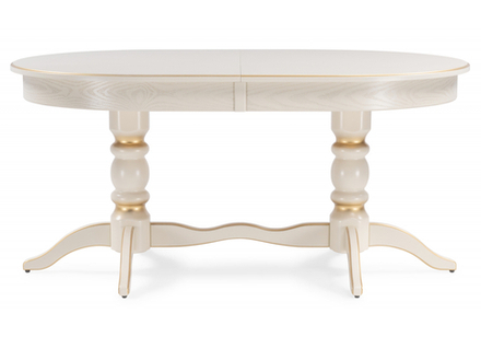 Стол деревянный Woodville Дейвер 160(220)х100 слоновая кость, золото