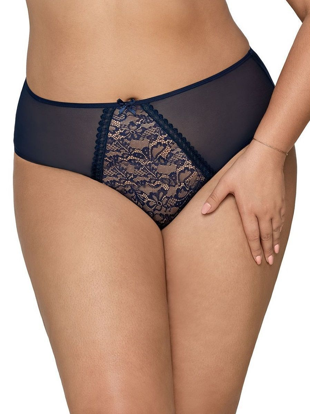 Трусики-слипы с кружевной вставкой (Размер: M) (Цвет: темно-синий)