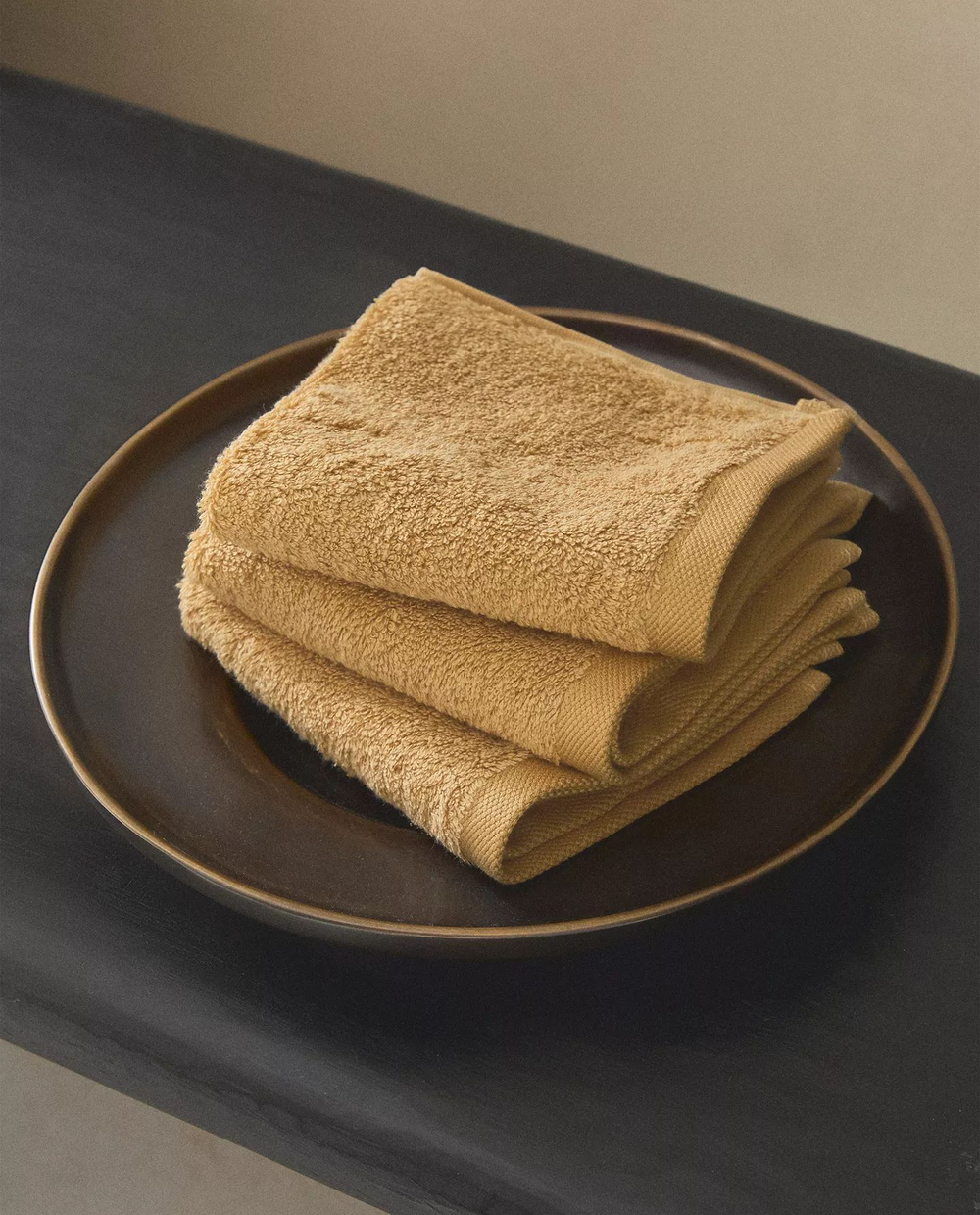 Zara Home - Набор полотенец для рака из хлопка высокого качества (набор из 3 шт.), горчичный, 30х30 см