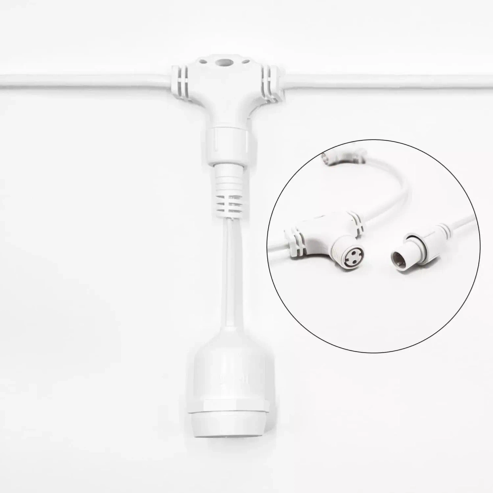 Белт-Лайт UNIBELT 10 м., провод белый Каучук, шаг 50 см., 20 подвесных патронов, IP65, LTC (UBL10m/20L-8)