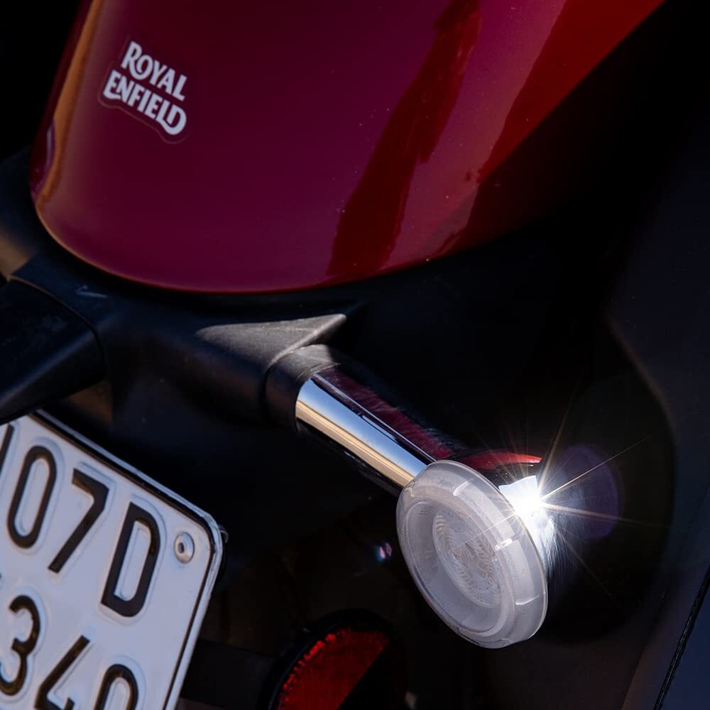 LED указатели поворота Royal Enfield, серебристые – Super Meteor 650 и Shotgun 650, арт. KXA00263