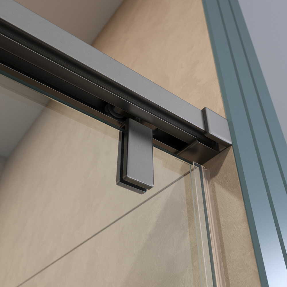 Душевая дверь шириной 150см BelBagno SOFT_CLOSE-1-BF-1-150-C-GM профиль оружейная сталь, стекло прозрачное