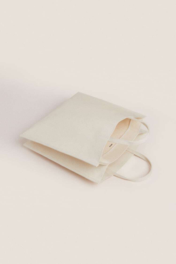 ZARA HOME ХЛОПКОВАЯ ЖЕСТКАЯ СУМКА, СВЕТЛО-БЕЖЕВЫЙ