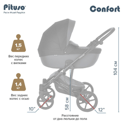 Детская коляска Pituso Confort Plus 2 в 1 27 Цветы+Кожа Тем.Графит
