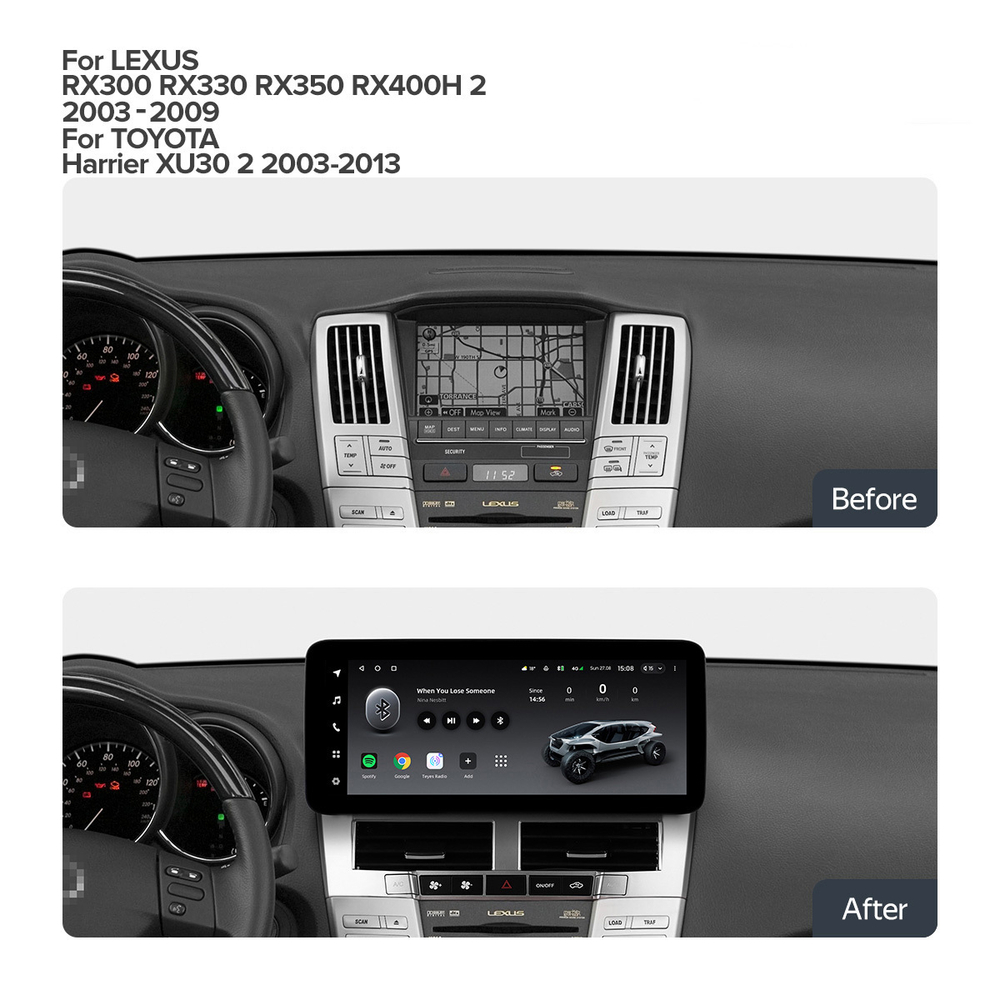 Переходная рамка магнитолы TOYOTA HARRIER, LEXUS RX 2003-2012 12,3 дюймов