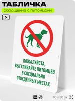 Табличка "Выгуливайте питомцев в специально отведенных местах" на дверь и забор, для двора, дома, подъезда, 40х30 см, Silver Plane x Айдентика Технолоджи