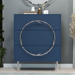 Комод Арт Колор matte Стайл Сильвер с 3 ящиками Королевский синий матовый