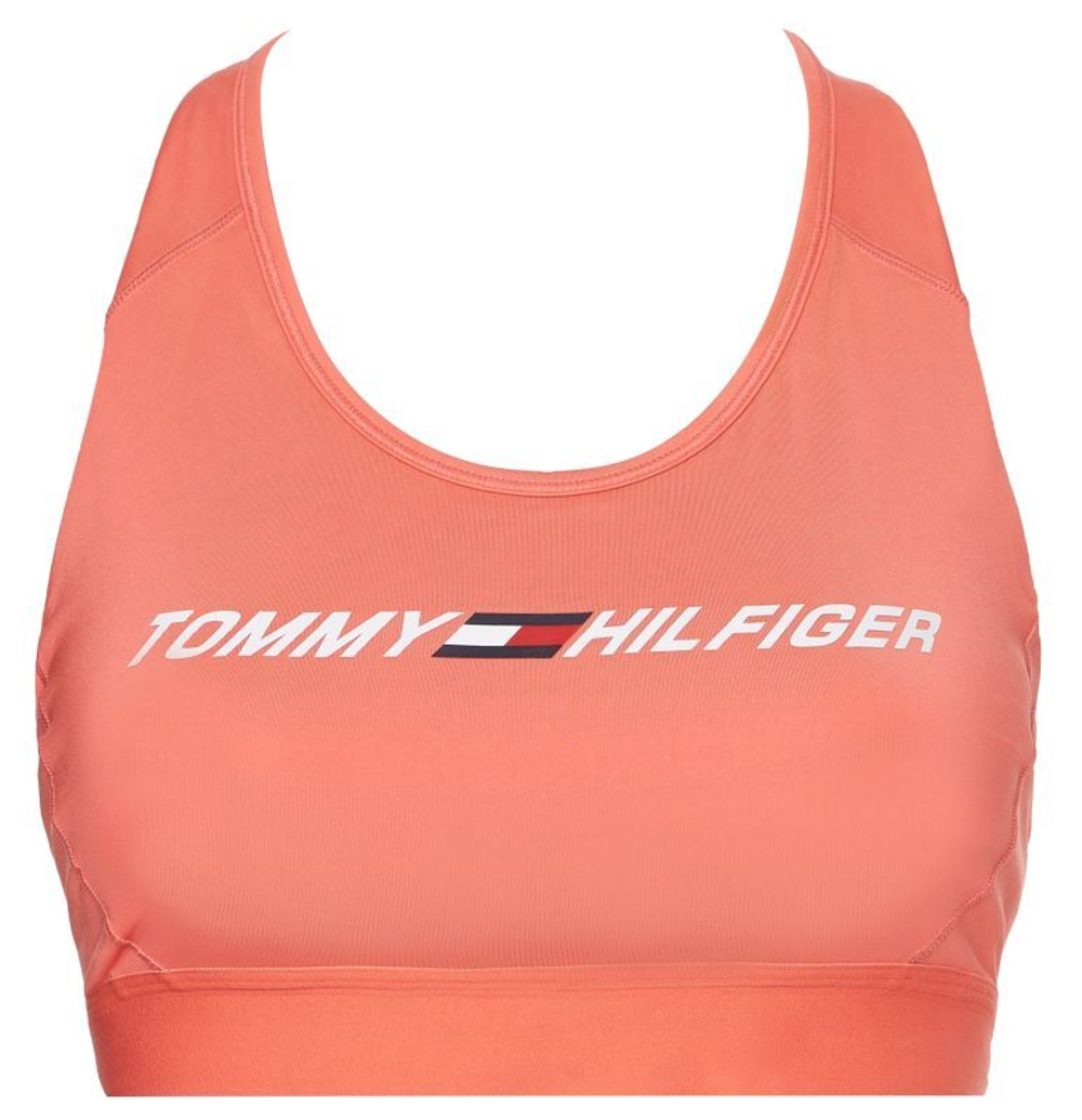 ТОП теннисный Tommy Hilfiger Mid Intensity Graphic Racer Bra - crystal coral