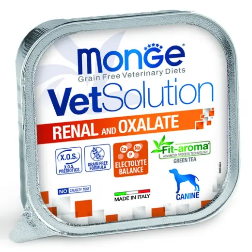 Влажный корм диетический Monge VetSolution Dog Renal and Oxalate Ренал и Оксалат для собак при ХПН и профилактике образования уролитов оксалата кальция 150г